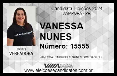 Candidato VANESSA NUNES 2024 - AMAPORÃ - Eleições