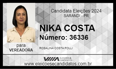 Candidato NIKA COSTA 2024 - SARANDI - Eleições