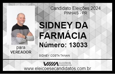 Candidato SIDNEY DA FARMÁCIA 2024 - PINHAIS - Eleições