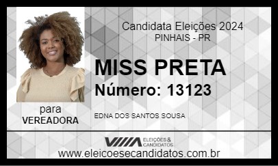 Candidato MISS PRETA 2024 - PINHAIS - Eleições