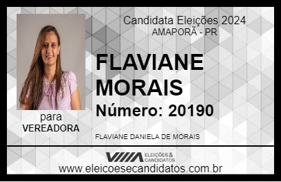 Candidato FLAVIANE MORAIS 2024 - AMAPORÃ - Eleições