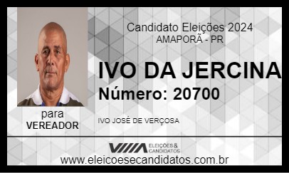 Candidato IVO DA JERCINA 2024 - AMAPORÃ - Eleições