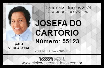 Candidato JOSEFA DO CARTÓRIO 2024 - SÃO JORGE DO IVAÍ - Eleições