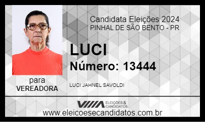 Candidato LUCI 2024 - PINHAL DE SÃO BENTO - Eleições