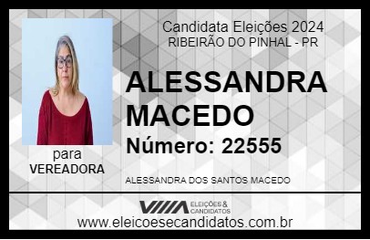 Candidato ALESSANDRA MACEDO 2024 - RIBEIRÃO DO PINHAL - Eleições