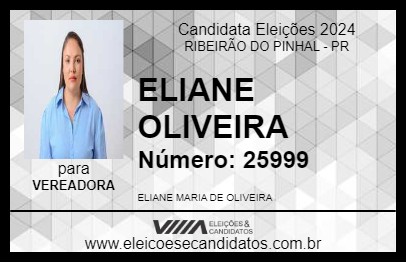 Candidato ELIANE  OLIVEIRA 2024 - RIBEIRÃO DO PINHAL - Eleições