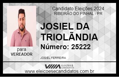 Candidato JOSIEL DA TRIOLÃNDIA 2024 - RIBEIRÃO DO PINHAL - Eleições