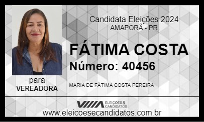 Candidato FÁTIMA COSTA 2024 - AMAPORÃ - Eleições