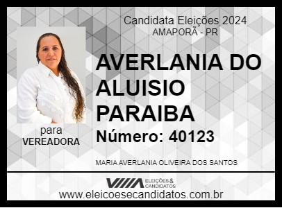 Candidato AVERLANIA DO ALUISIO PARAIBA 2024 - AMAPORÃ - Eleições