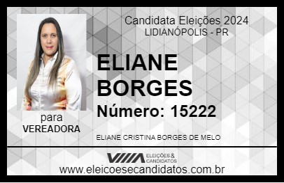 Candidato ELIANE BORGES 2024 - LIDIANÓPOLIS - Eleições