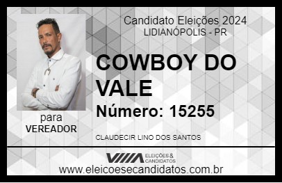 Candidato COWBOY DO VALE 2024 - LIDIANÓPOLIS - Eleições