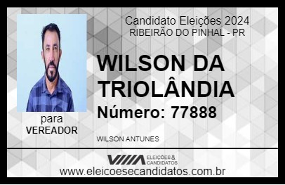 Candidato WILSON DA TRIOLÂNDIA 2024 - RIBEIRÃO DO PINHAL - Eleições