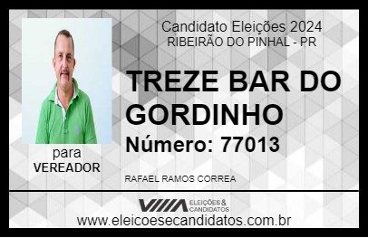 Candidato TREZE BAR DO GORDINHO 2024 - RIBEIRÃO DO PINHAL - Eleições