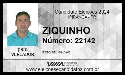 Candidato ZIQUINHO 2024 - IPIRANGA - Eleições