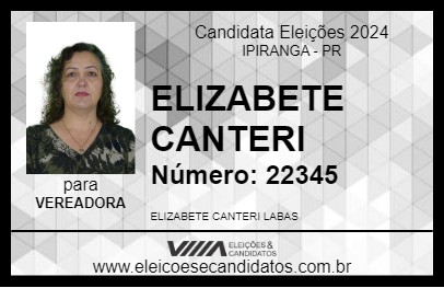 Candidato ELIZABETE CANTERI 2024 - IPIRANGA - Eleições