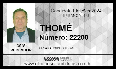 Candidato THOMÉ 2024 - IPIRANGA - Eleições