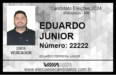 Candidato EDUARDO JUNIOR 2024 - IPIRANGA - Eleições