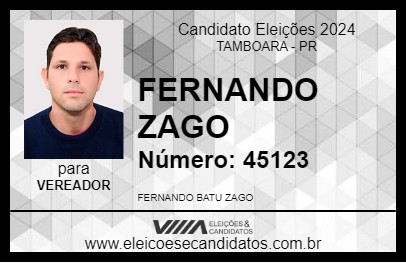 Candidato FERNANDO ZAGO 2024 - TAMBOARA - Eleições