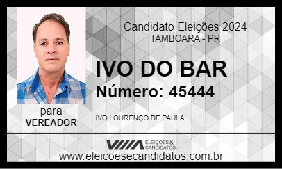 Candidato IVO DO BAR 2024 - TAMBOARA - Eleições