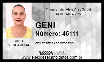 Candidato GENI 2024 - TAMBOARA - Eleições