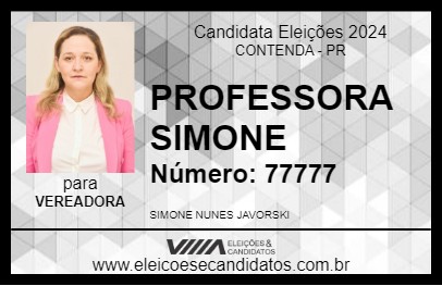 Candidato PROFESSORA SIMONE 2024 - CONTENDA - Eleições