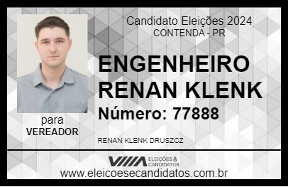 Candidato ENGENHEIRO RENAN KLENK 2024 - CONTENDA - Eleições