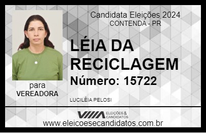 Candidato LÉIA DA RECICLAGEM 2024 - CONTENDA - Eleições