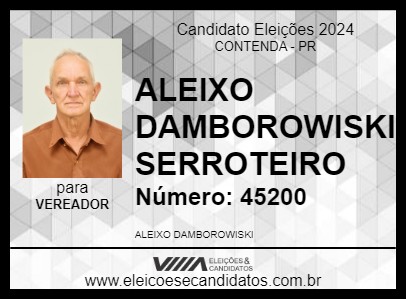 Candidato ALEIXO DAMBOROWISKI SERROTEIRO 2024 - CONTENDA - Eleições