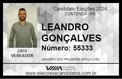 Candidato LEANDRO GONÇALVES 2024 - CONTENDA - Eleições