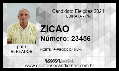 Candidato ZICAO 2024 - UBIRATÃ - Eleições