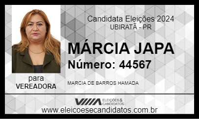 Candidato MÁRCIA JAPA 2024 - UBIRATÃ - Eleições