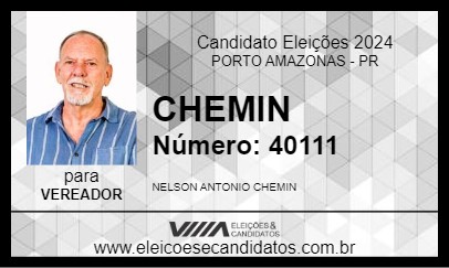 Candidato CHEMIN 2024 - PORTO AMAZONAS - Eleições