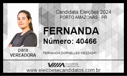 Candidato FERNANDA 2024 - PORTO AMAZONAS - Eleições