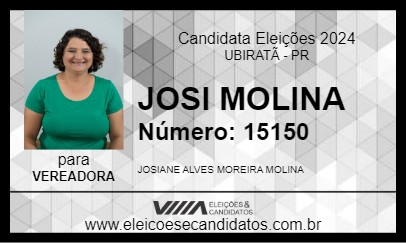 Candidato JOSI MOLINA 2024 - UBIRATÃ - Eleições