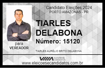 Candidato TIARLES DELABONA 2024 - PORTO AMAZONAS - Eleições