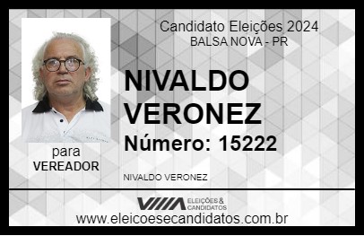 Candidato NIVALDO VERONEZ 2024 - BALSA NOVA - Eleições