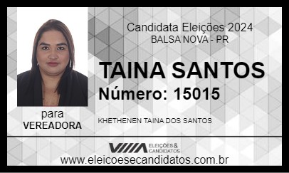 Candidato TAINA SANTOS 2024 - BALSA NOVA - Eleições