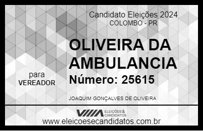 Candidato OLIVEIRA DA AMBULANCIA 2024 - COLOMBO - Eleições