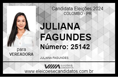 Candidato JULIANA FAGUNDES 2024 - COLOMBO - Eleições