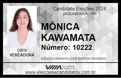 Candidato MÔNICA  KAWAMATA 2024 - JAGUARIAÍVA - Eleições