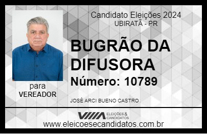 Candidato BUGRÃO DA DIFUSORA 2024 - UBIRATÃ - Eleições