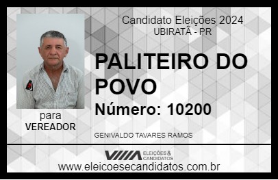 Candidato PALITEIRO DO POVO 2024 - UBIRATÃ - Eleições