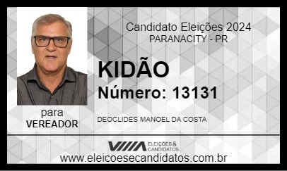 Candidato KIDÃO 2024 - PARANACITY - Eleições