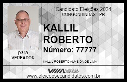 Candidato KALLIL ROBERTO 2024 - CONGONHINHAS - Eleições