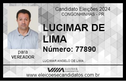 Candidato LUCIMAR DE LIMA 2024 - CONGONHINHAS - Eleições