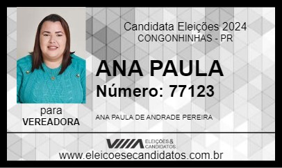 Candidato ANA PAULA 2024 - CONGONHINHAS - Eleições