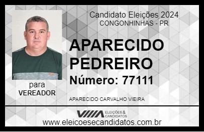 Candidato APARECIDO PEDREIRO 2024 - CONGONHINHAS - Eleições