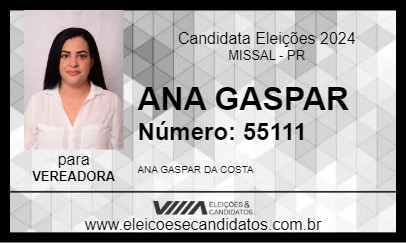 Candidato ANA GASPAR 2024 - MISSAL - Eleições