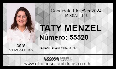 Candidato TATY MENZEL 2024 - MISSAL - Eleições