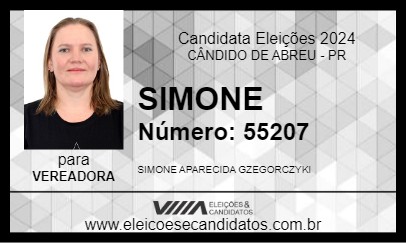 Candidato SIMONE 2024 - CÂNDIDO DE ABREU - Eleições